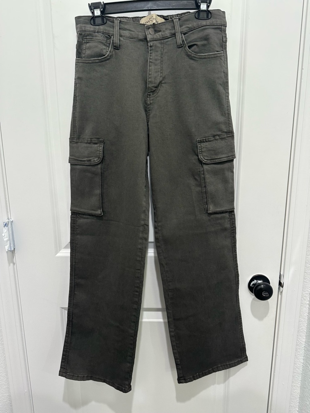 Love Trends Women’s Wide Leg Cargo Pants - Olive Green Utility Style SZ 7